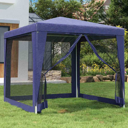 vidaXL Party Tent with 4 Mesh Sidewalls Blue 2,5x2,5 m HDPE
