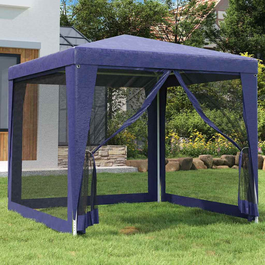 vidaXL Party Tent with 4 Mesh Sidewalls Blue 2,5x2,5 m HDPE
