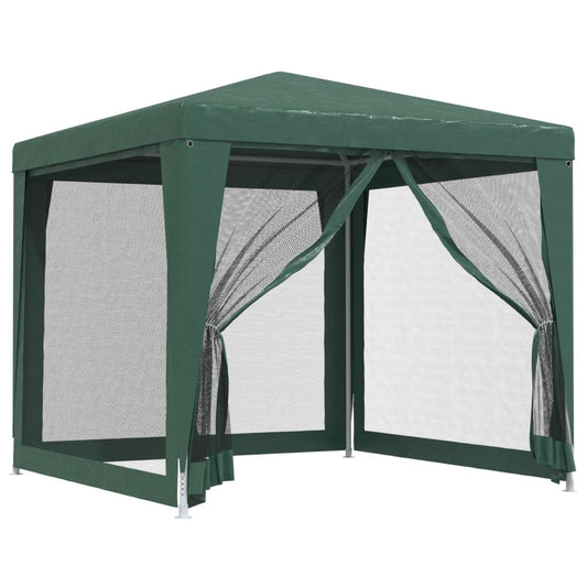 vidaXL Party Tent with 4 Mesh Sidewalls Green 2.5x2.5 m HDPE