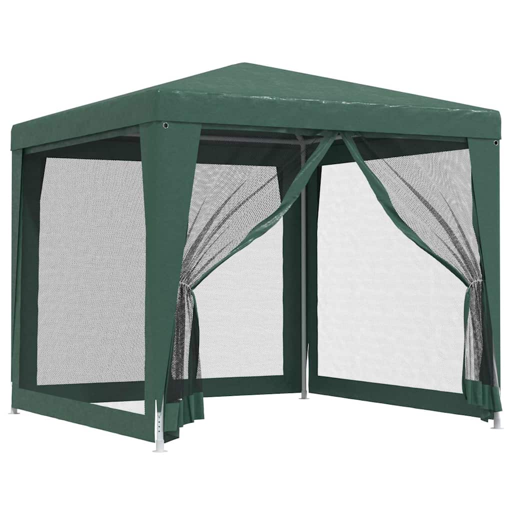 vidaXL Party Tent with 4 Mesh Sidewalls Green 2,5x2,5 m HDPE