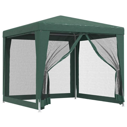 vidaXL Party Tent with 4 Mesh Sidewalls Green 2,5x2,5 m HDPE