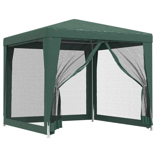 vidaXL Party Tent with 4 Mesh Sidewalls Green 2,5x2,5 m HDPE