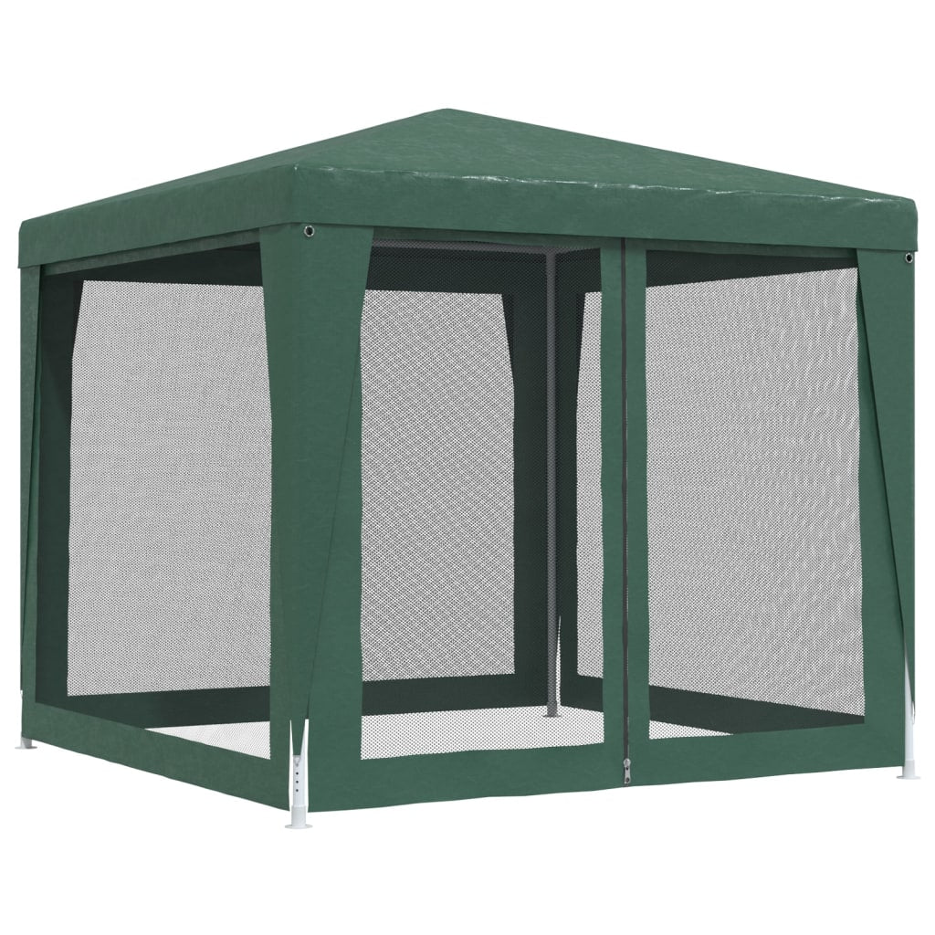 vidaXL Party Tent with 4 Mesh Sidewalls Green 2.5x2.5 m HDPE
