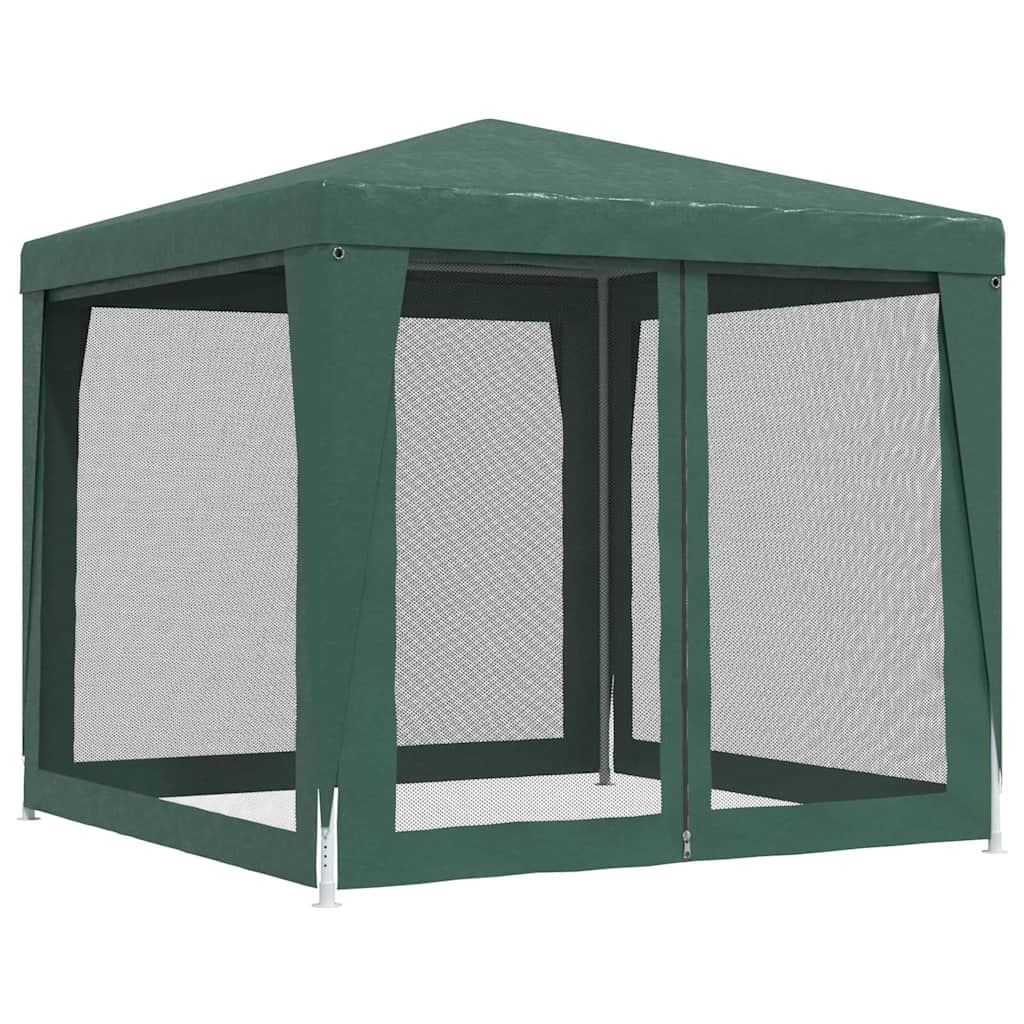 vidaXL Party Tent with 4 Mesh Sidewalls Green 2,5x2,5 m HDPE