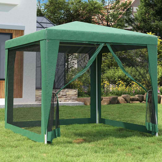 vidaXL Party Tent with 4 Mesh Sidewalls Green 2,5x2,5 m HDPE