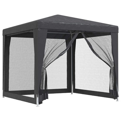vidaXL Party Tent with 4 Mesh Sidewalls Anthracite 2,5x2,5 m HDPE