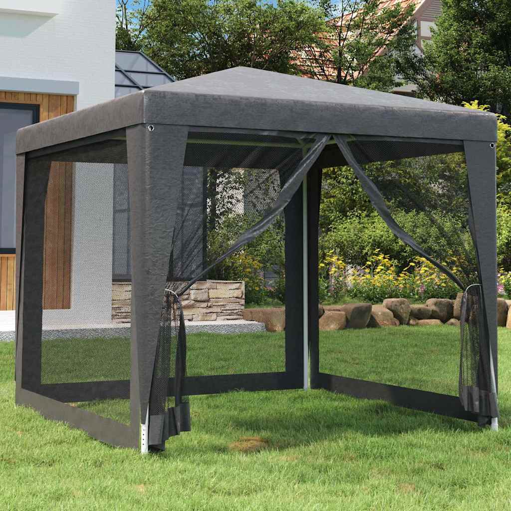 vidaXL Party Tent with 4 Mesh Sidewalls Anthracite 2,5x2,5 m HDPE