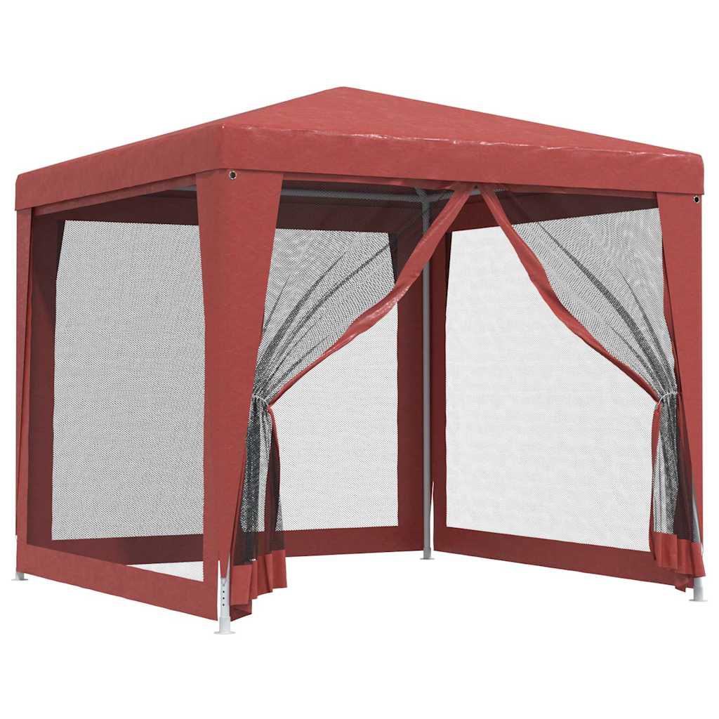 vidaXL Party Tent with 4 Mesh Sidewalls Red 2,5x2,5 m HDPE