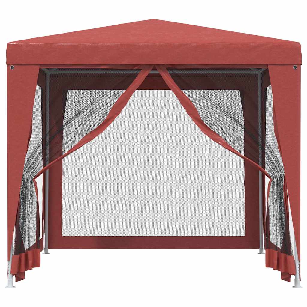 vidaXL Party Tent with 4 Mesh Sidewalls Red 2,5x2,5 m HDPE