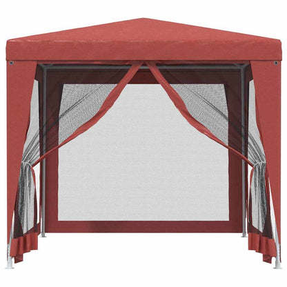 vidaXL Party Tent with 4 Mesh Sidewalls Red 2,5x2,5 m HDPE