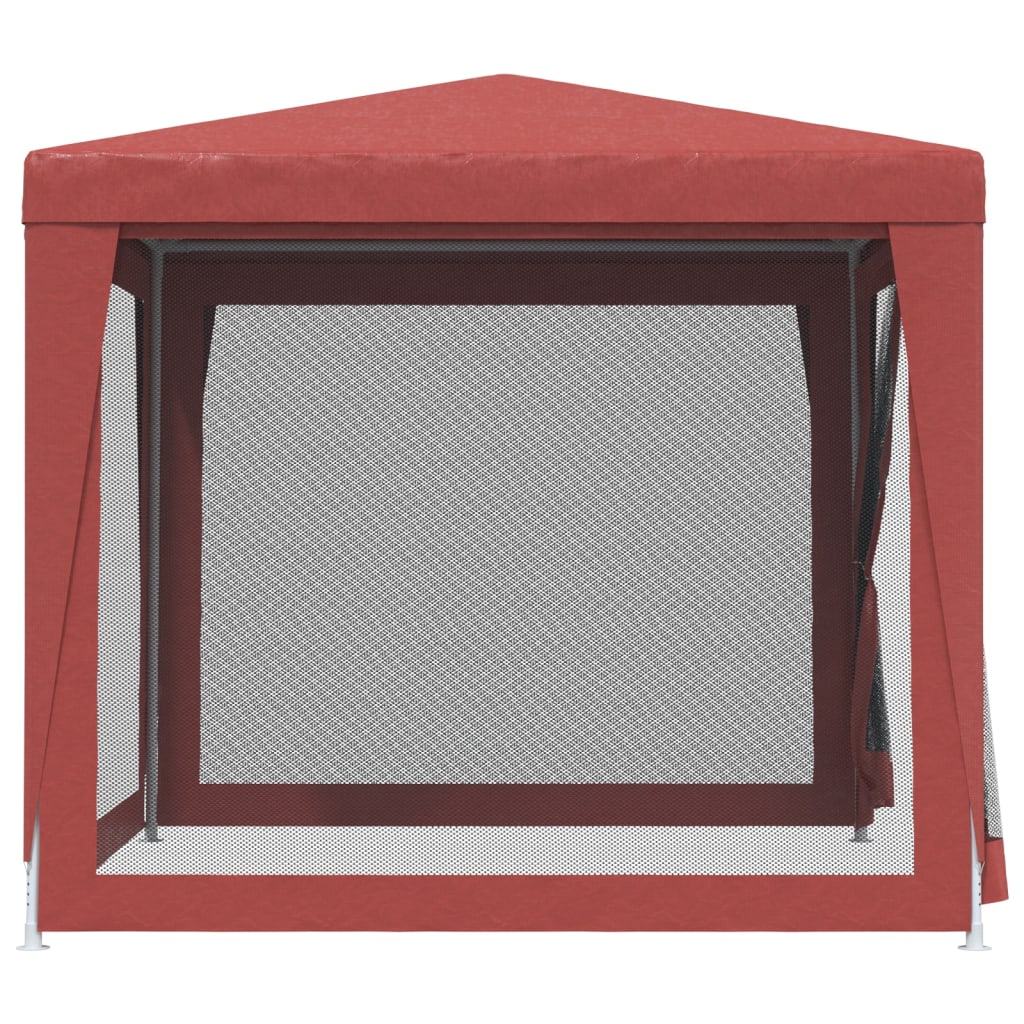 vidaXL Party Tent with 4 Mesh Sidewalls Red 2.5x2.5 m HDPE
