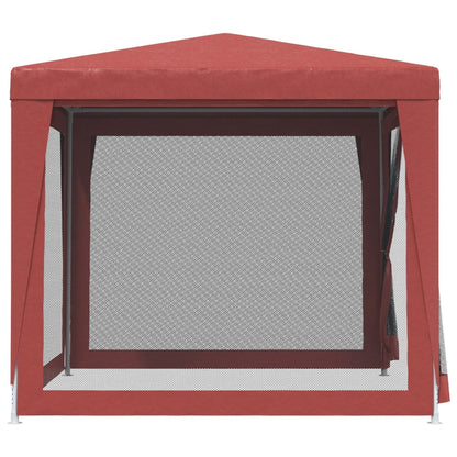 vidaXL Party Tent with 4 Mesh Sidewalls Red 2.5x2.5 m HDPE