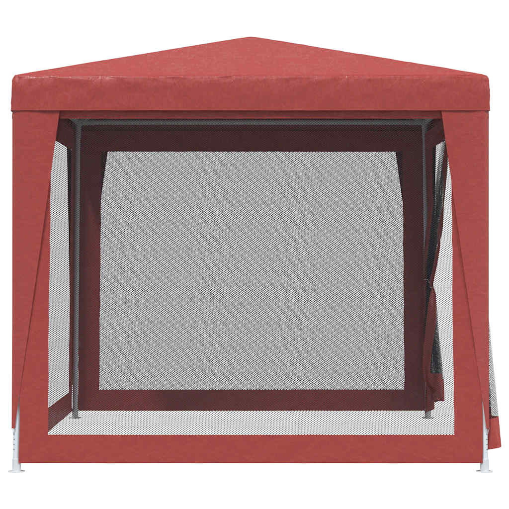 vidaXL Party Tent with 4 Mesh Sidewalls Red 2,5x2,5 m HDPE