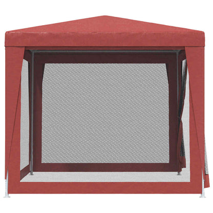 vidaXL Party Tent with 4 Mesh Sidewalls Red 2,5x2,5 m HDPE