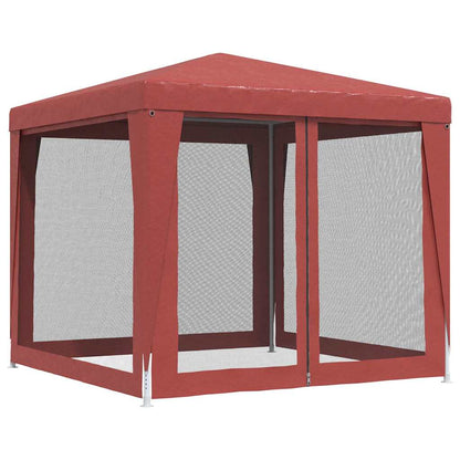 vidaXL Party Tent with 4 Mesh Sidewalls Red 2,5x2,5 m HDPE