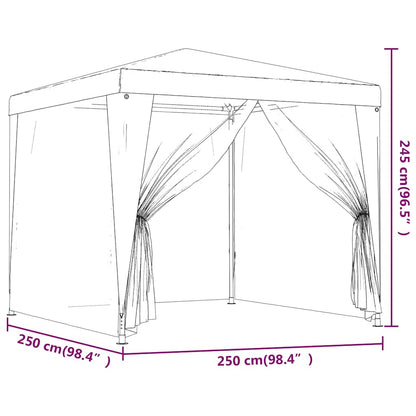 vidaXL Party Tent with 4 Mesh Sidewalls Red 2,5x2,5 m HDPE