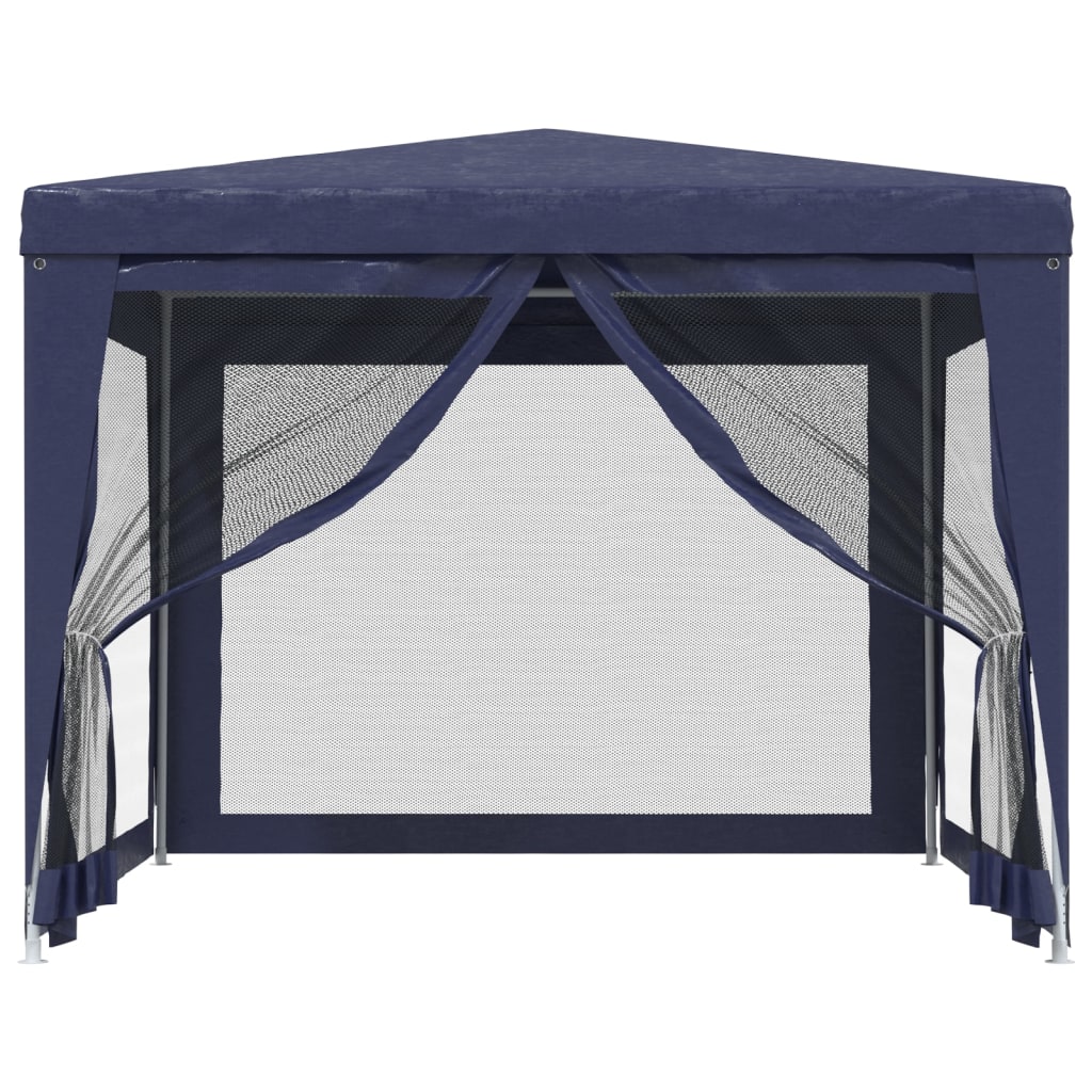 vidaXL Party Tent with 4 Mesh Sidewalls Blue 3x3 m HDPE