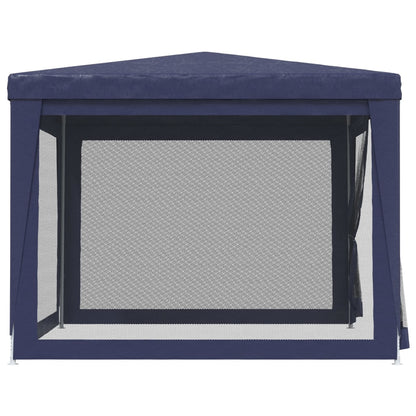 vidaXL Party Tent with 4 Mesh Sidewalls Blue 3x3 m HDPE