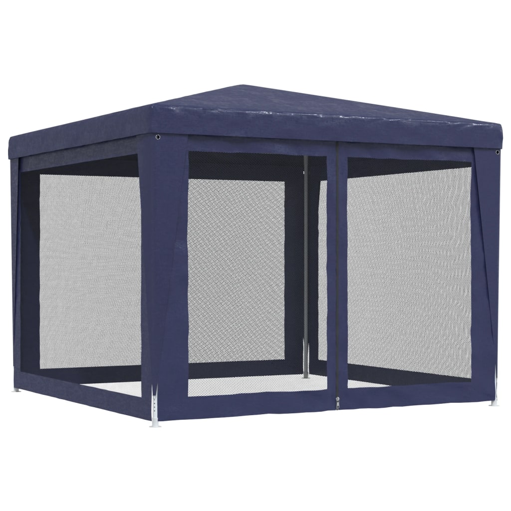 vidaXL Party Tent with 4 Mesh Sidewalls Blue 3x3 m HDPE