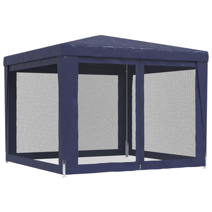 vidaXL Party Tent with 4 Mesh Sidewalls Blue 3x3 m HDPE