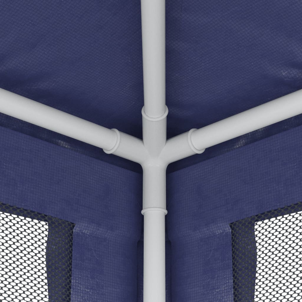vidaXL Party Tent with 4 Mesh Sidewalls Blue 3x3 m HDPE