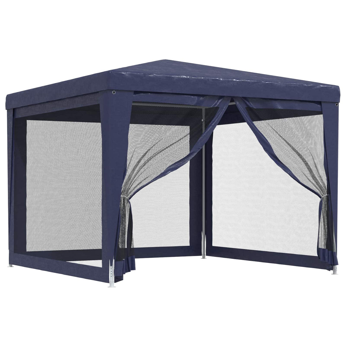 vidaXL Party Tent with 4 Mesh Sidewalls Blue 3x3 m HDPE