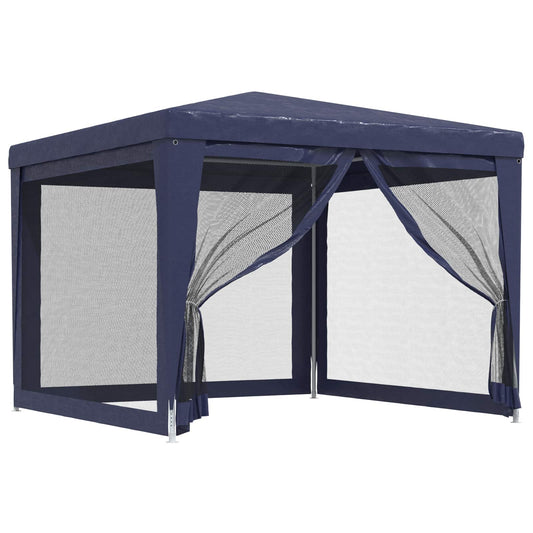 vidaXL Party Tent with 4 Mesh Sidewalls Blue 3x3 m HDPE