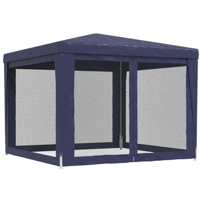 vidaXL Party Tent with 4 Mesh Sidewalls Blue 3x3 m HDPE