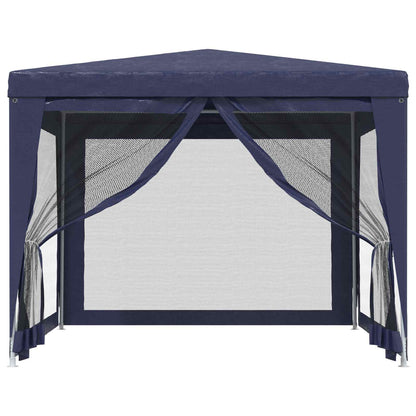 vidaXL Party Tent with 4 Mesh Sidewalls Blue 3x3 m HDPE