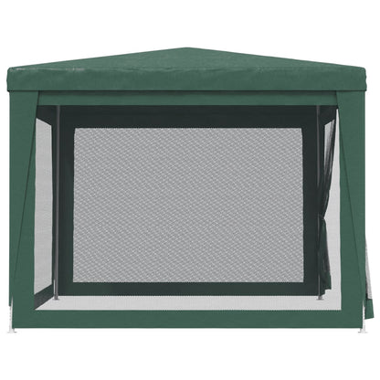 vidaXL Party Tent with 4 Mesh Sidewalls Green 3x3 m HDPE