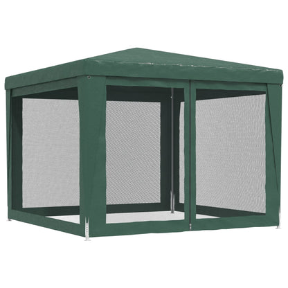vidaXL Party Tent with 4 Mesh Sidewalls Green 3x3 m HDPE