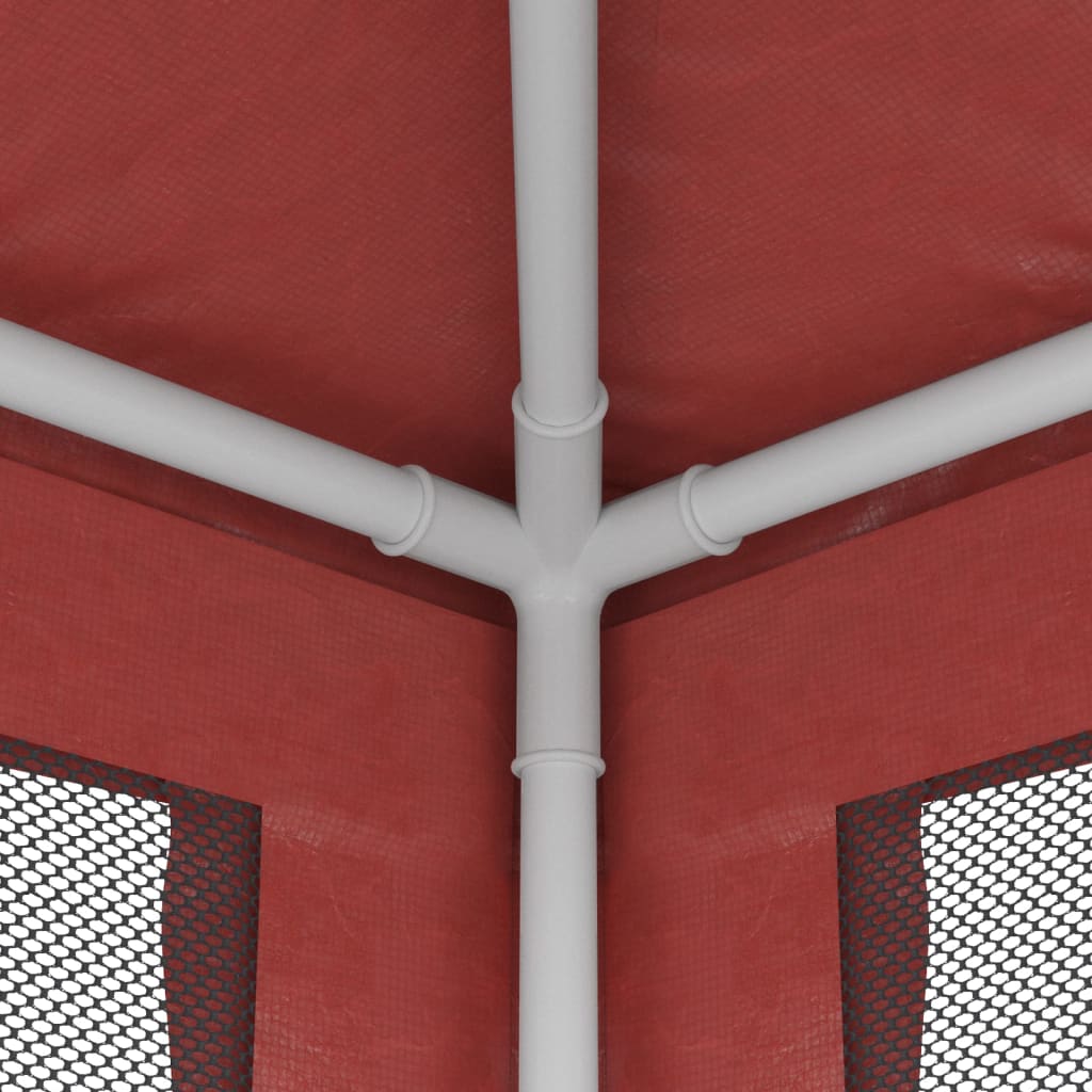 vidaXL Party Tent with 4 Mesh Sidewalls Red 3x3 m HDPE