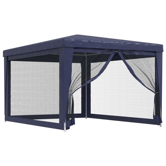 vidaXL Party Tent with 4 Mesh Sidewalls Blue 3x4 m HDPE