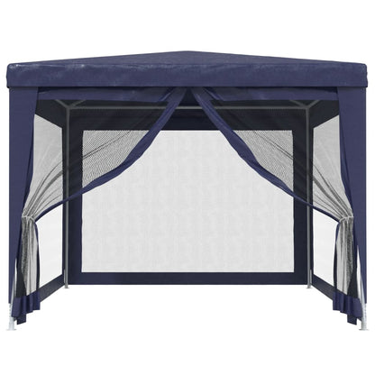 vidaXL Party Tent with 4 Mesh Sidewalls Blue 3x4 m HDPE