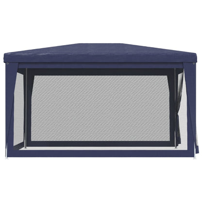 vidaXL Party Tent with 4 Mesh Sidewalls Blue 3x4 m HDPE