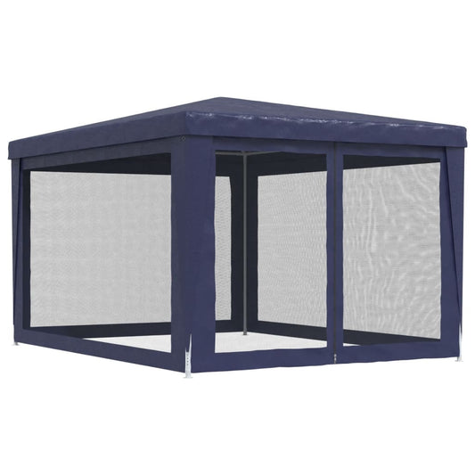 vidaXL Party Tent with 4 Mesh Sidewalls Blue 3x4 m HDPE