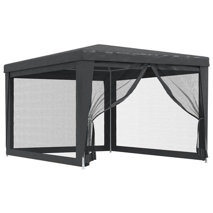 vidaXL Party Tent with 4 Mesh Sidewalls Anthracite 3x4 m HDPE