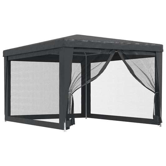 vidaXL Party Tent with 4 Mesh Sidewalls Anthracite 3x4 m HDPE