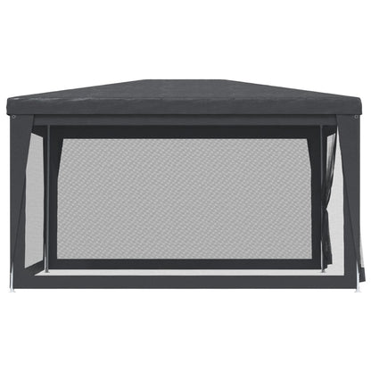 vidaXL Party Tent with 4 Mesh Sidewalls Anthracite 3x4 m HDPE
