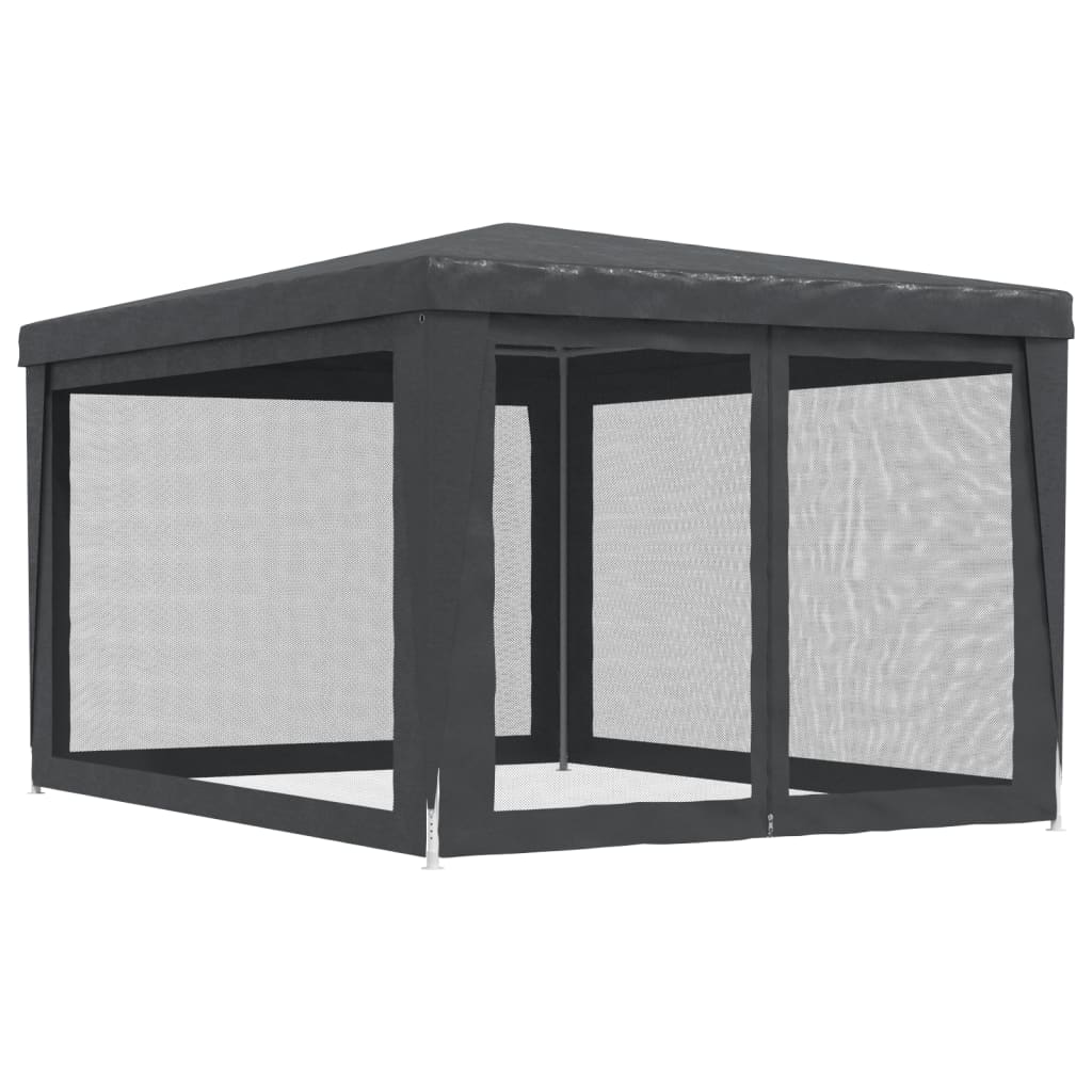 vidaXL Party Tent with 4 Mesh Sidewalls Anthracite 3x4 m HDPE
