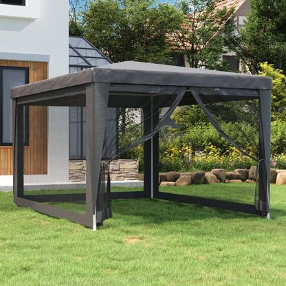 vidaXL Party Tent with 4 Mesh Sidewalls Anthracite 3x4 m HDPE