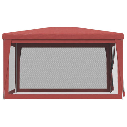 vidaXL Party Tent with 4 Mesh Sidewalls Red 3x4 m HDPE