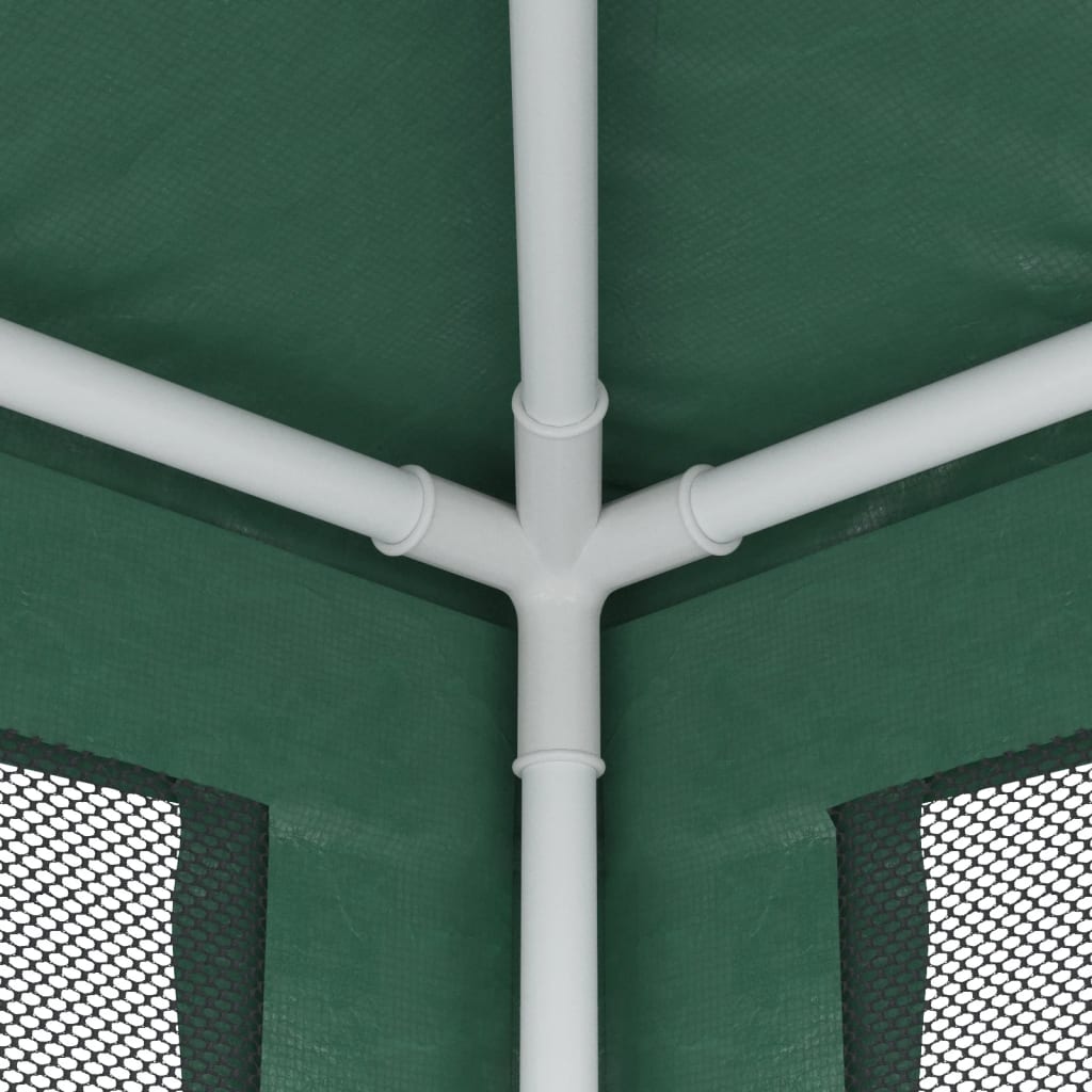 vidaXL Party Tent with 6 Mesh Sidewalls Green 3x6 m HDPE