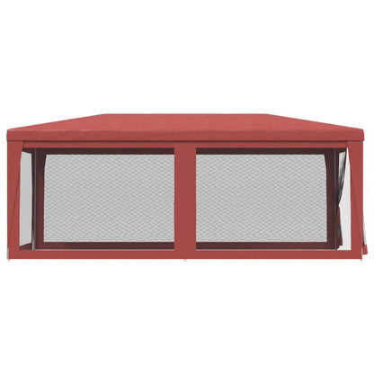 vidaXL Party Tent with 6 Mesh Sidewalls Red 3x6 m HDPE