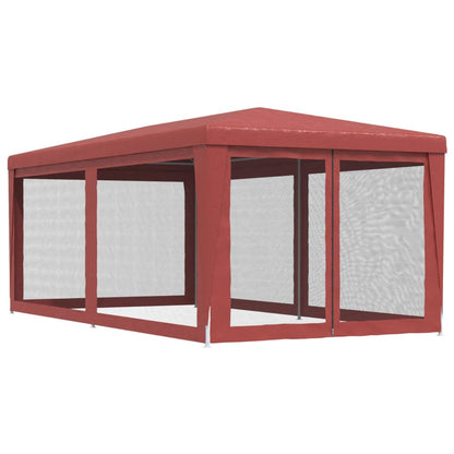 vidaXL Party Tent with 6 Mesh Sidewalls Red 3x6 m HDPE