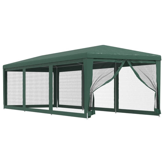 vidaXL Party Tent with 8 Mesh Sidewalls Green 3x9 m HDPE