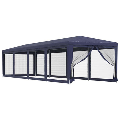 vidaXL Party Tent with 10 Mesh Sidewalls Blue 3x12 m HDPE