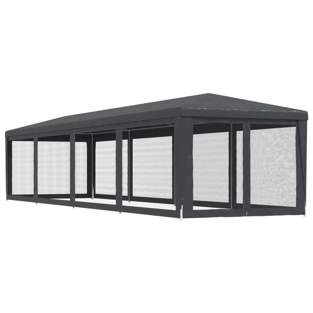 vidaXL Party Tent with 10 Mesh Sidewalls Anthracite 3x12 m HDPE