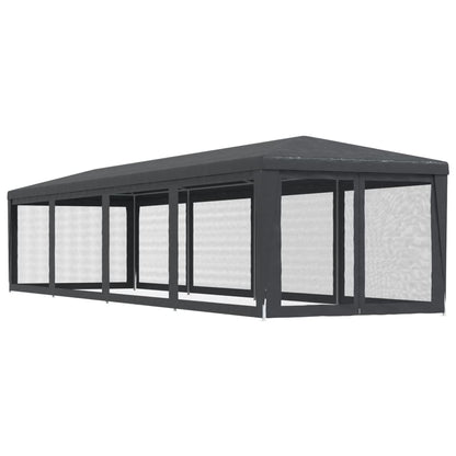vidaXL Party Tent with 10 Mesh Sidewalls Anthracite 3x12 m HDPE