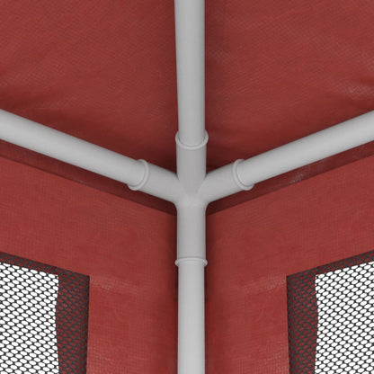 vidaXL Party Tent with 10 Mesh Sidewalls Red 3x12 m HDPE